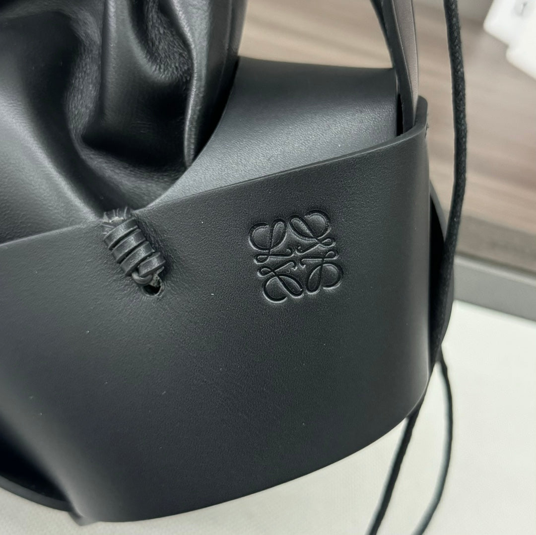 LOEWE LOE INTERLACED HOBO 38 BAG IN BLACK CALFSKIN