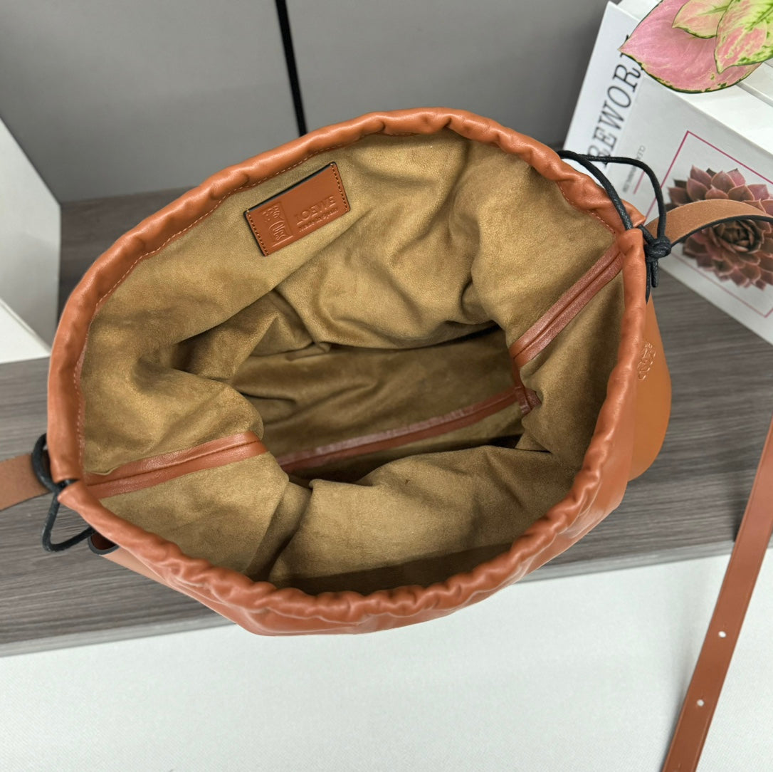 LOEWE LOE INTERLACED HOBO 38 BAG IN BRONZE BROWN CALFSKIN