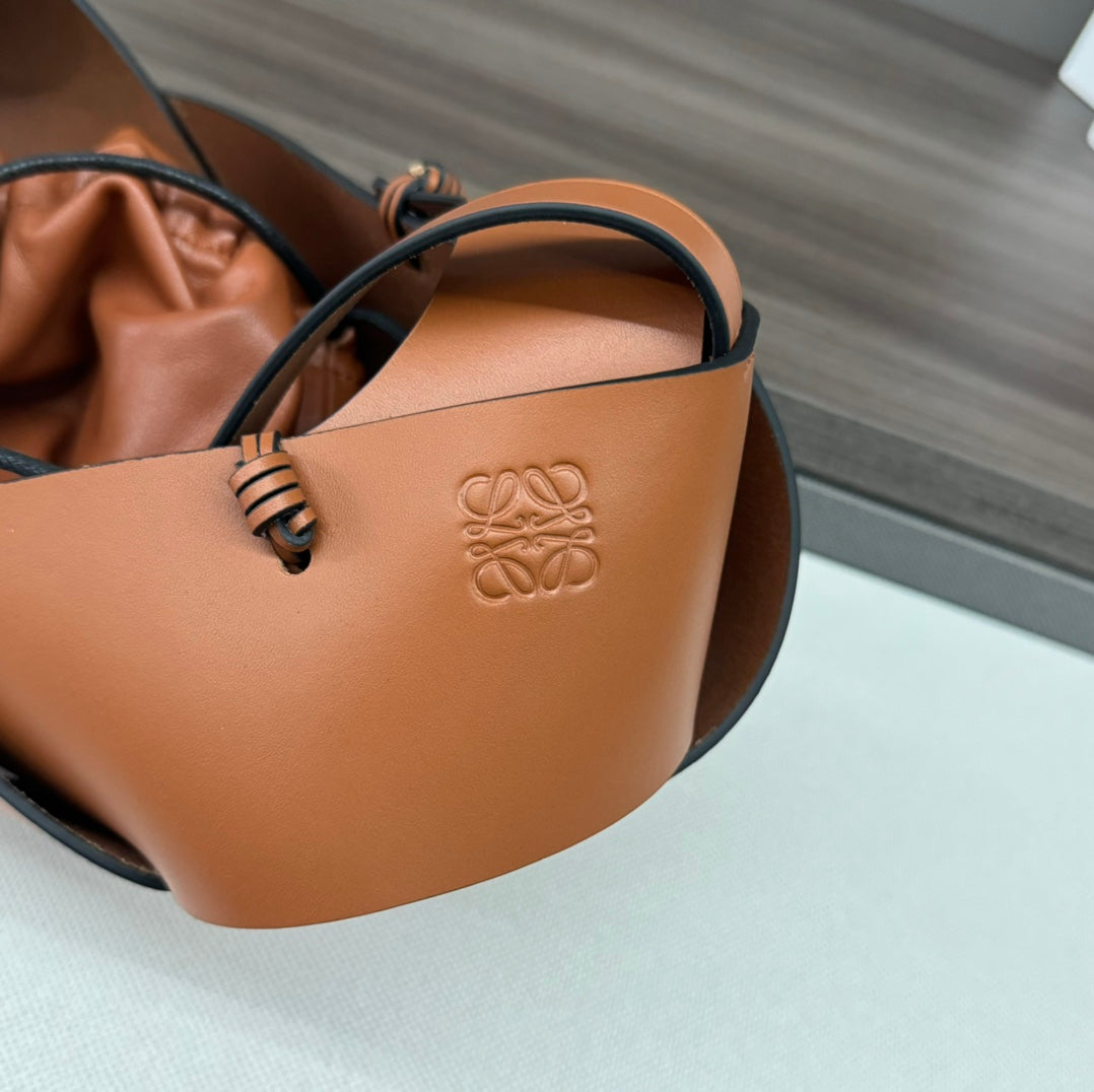 LOEWE LOE INTERLACED HOBO 38 BAG IN BRONZE BROWN CALFSKIN