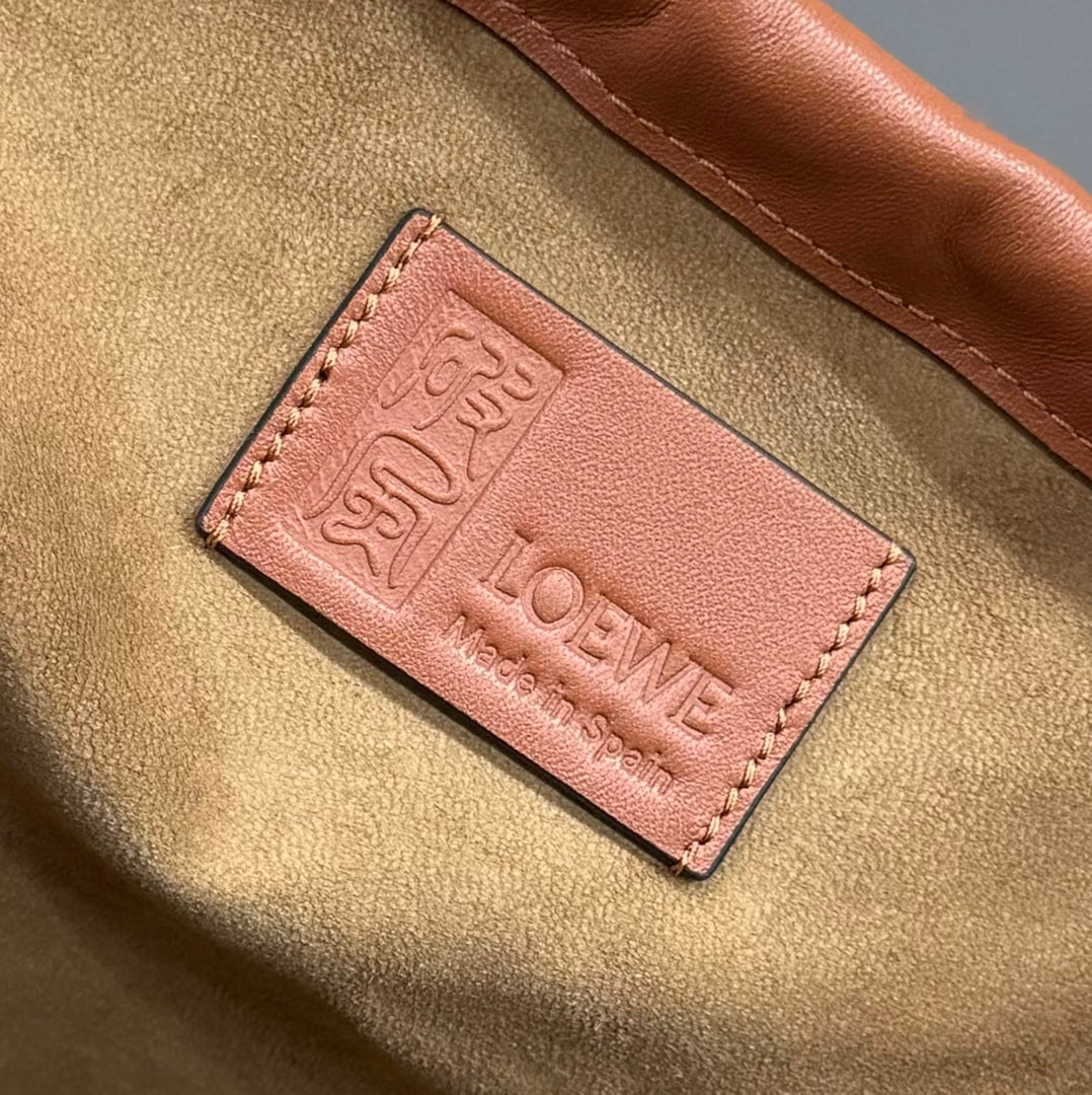 LOEWE LOE INTERLACED HOBO 38 BAG IN BRONZE BROWN CALFSKIN