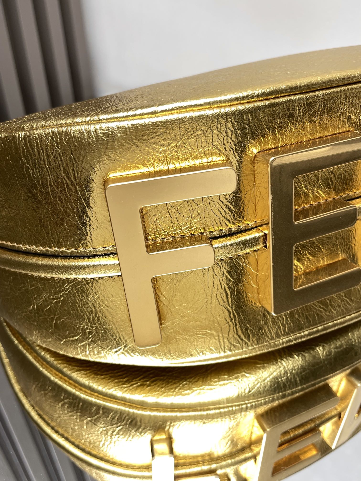 FENDI FENDIGRAPHY MEDIUM 29 IN GOLD METALLIC SMOOTH LAMBSKIN GOLD HARDWARE