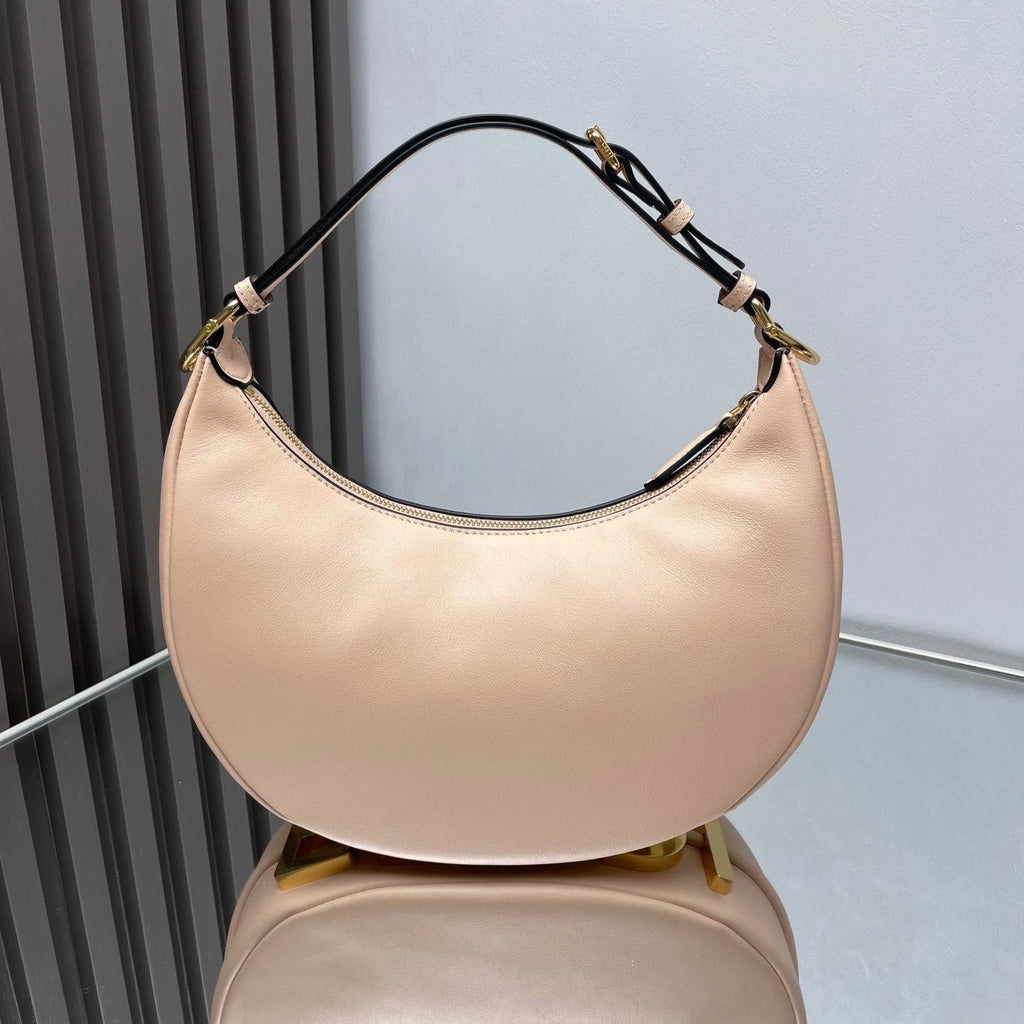 FENDI FENDIGRAPHY MEDIUM 29 IN BISQUE SMOOTH LAMBSKIN GOLD HARDWARE