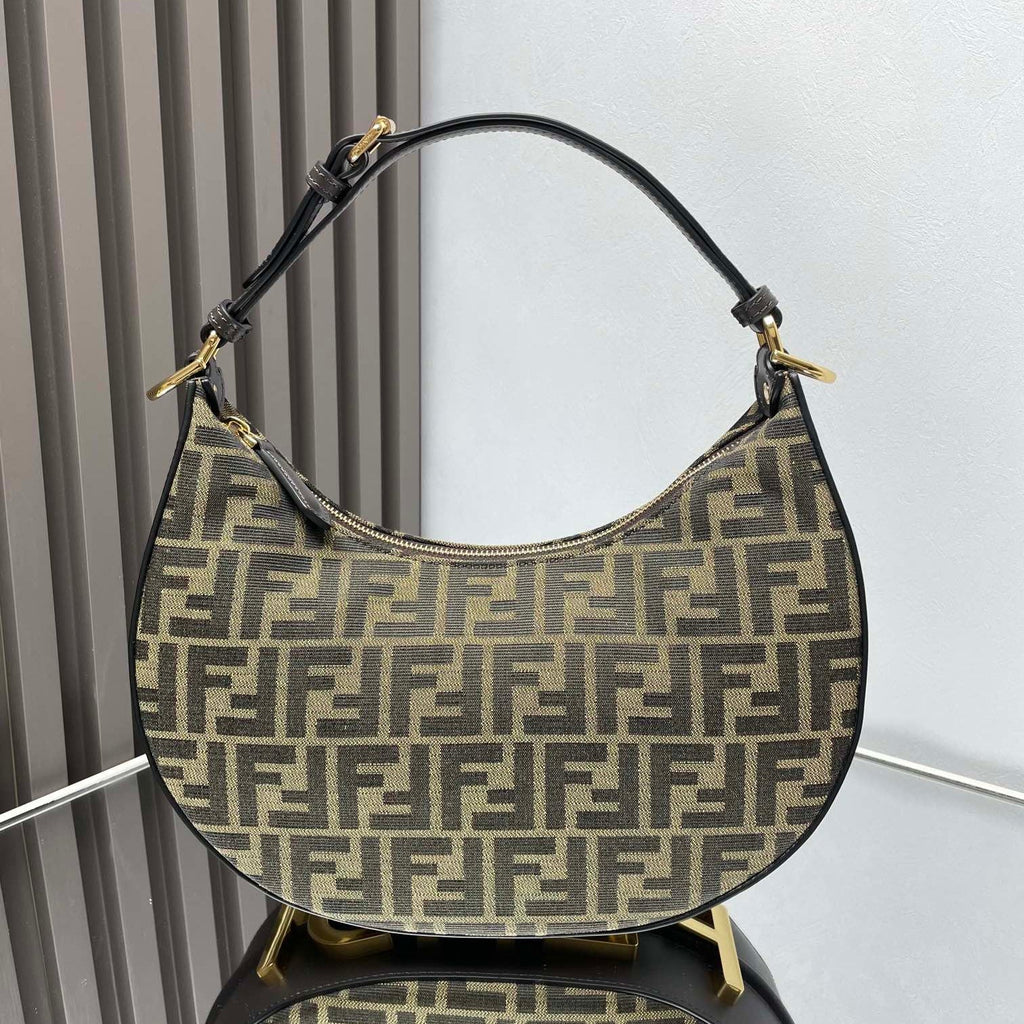 FENDI FENDIGRAPHY MEDIUM 29 IN GURKHA JACQUARD FABRIC FF MOTIF GOLD HARDWARE