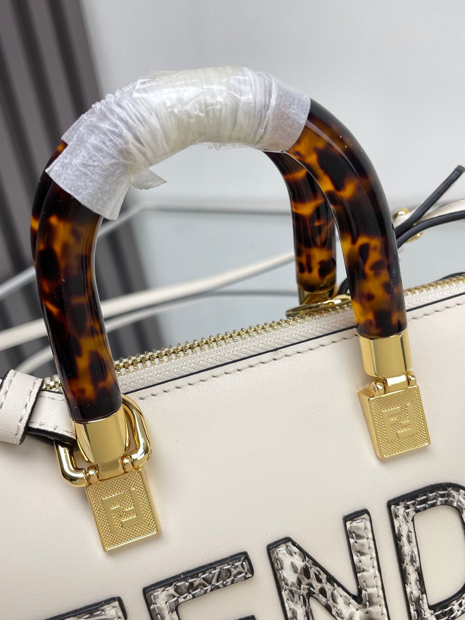 FENDI BY THE WAY MINI 18 IN WHITE LAMBSKIN GOLD HARDWARE