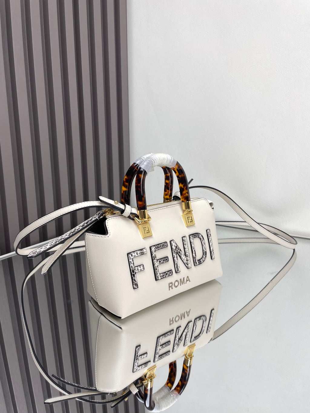 FENDI BY THE WAY MINI 18 IN WHITE LAMBSKIN GOLD HARDWARE