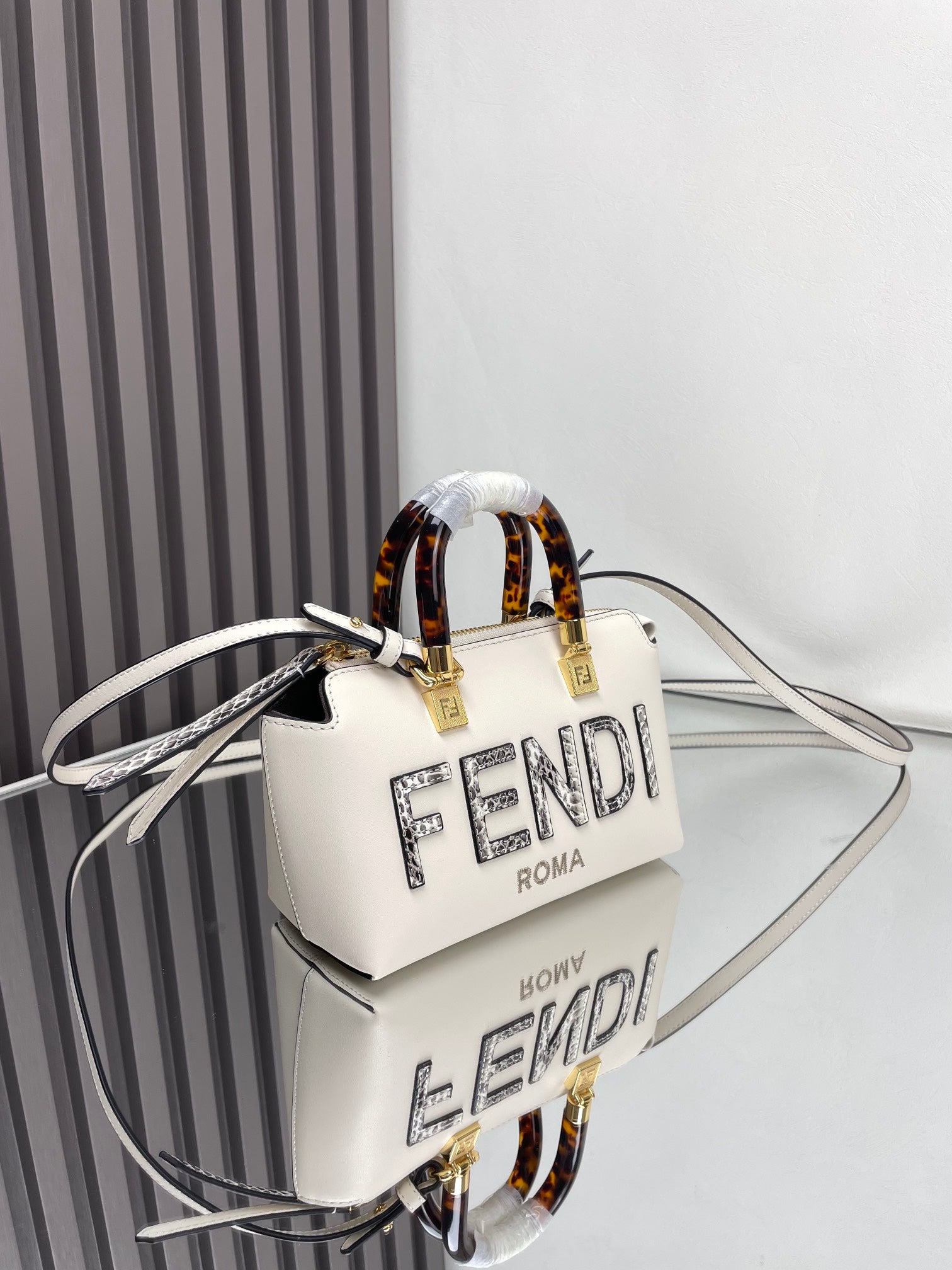 FENDI BY THE WAY MINI 18 IN WHITE LAMBSKIN GOLD HARDWARE