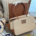MIU MIU TOP - HANDLE 35 BAG IN  BEIGE CANVAS
