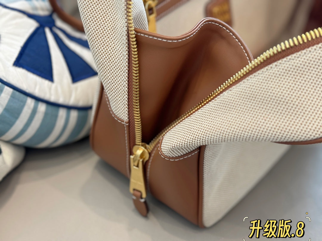 MIU MIU TOP - HANDLE 35 BAG IN  BEIGE CANVAS