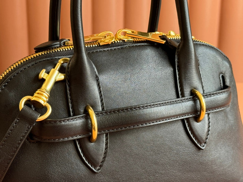 MIU MIU AVENTURE NAPPA BAG 28 IN BLACK LAMBSKIN GOLD HARDWARE