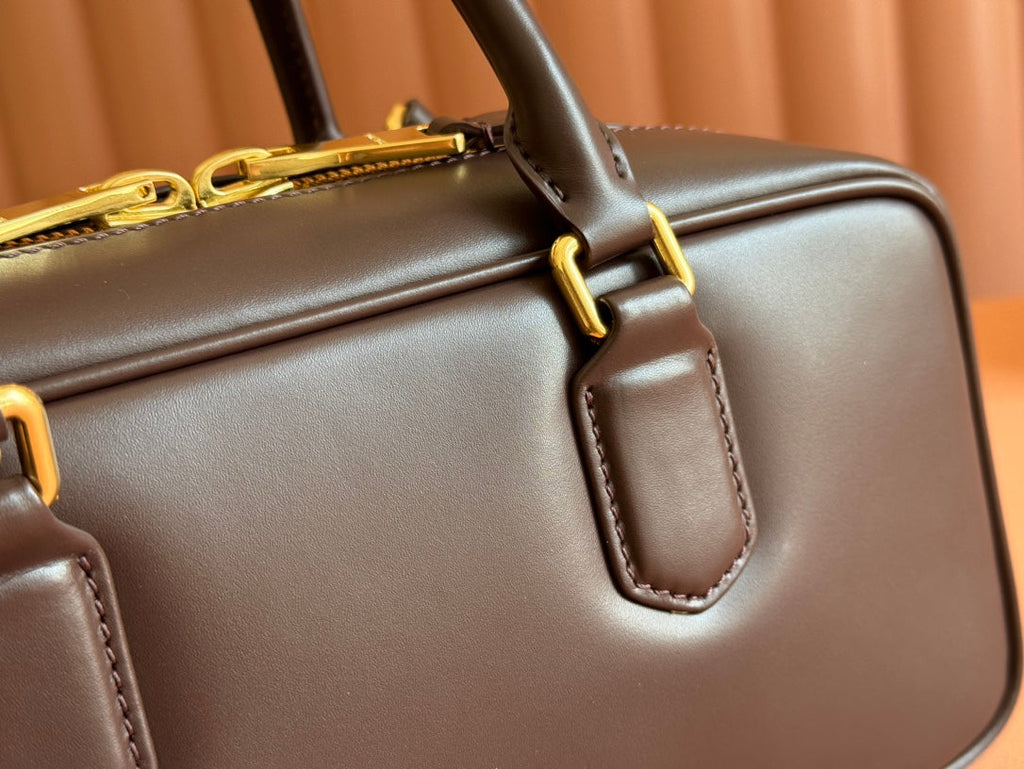 MIU MIU ARCADIE BAG 27 IN COPPER BROWN SHINY CALFSKIN
