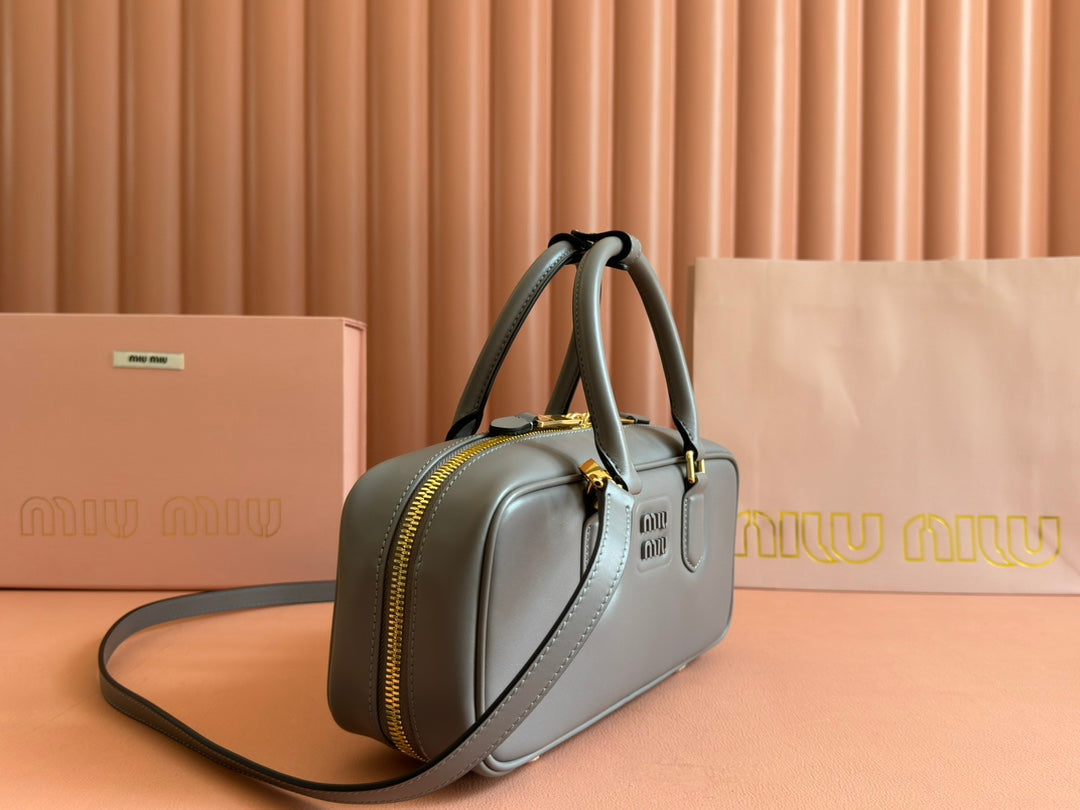 MIU MIU ARCADIE BAG 27 IN DARK GREY SHINY CALFSKIN