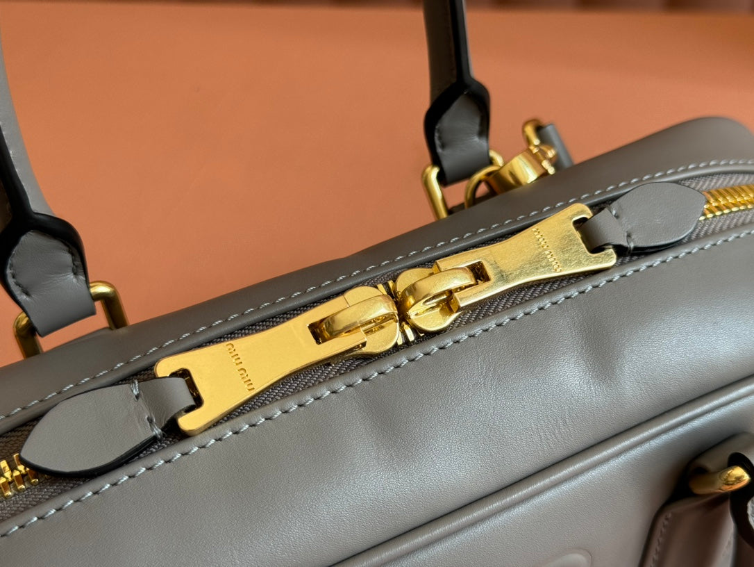 MIU MIU ARCADIE BAG 27 IN DARK GREY SHINY CALFSKIN