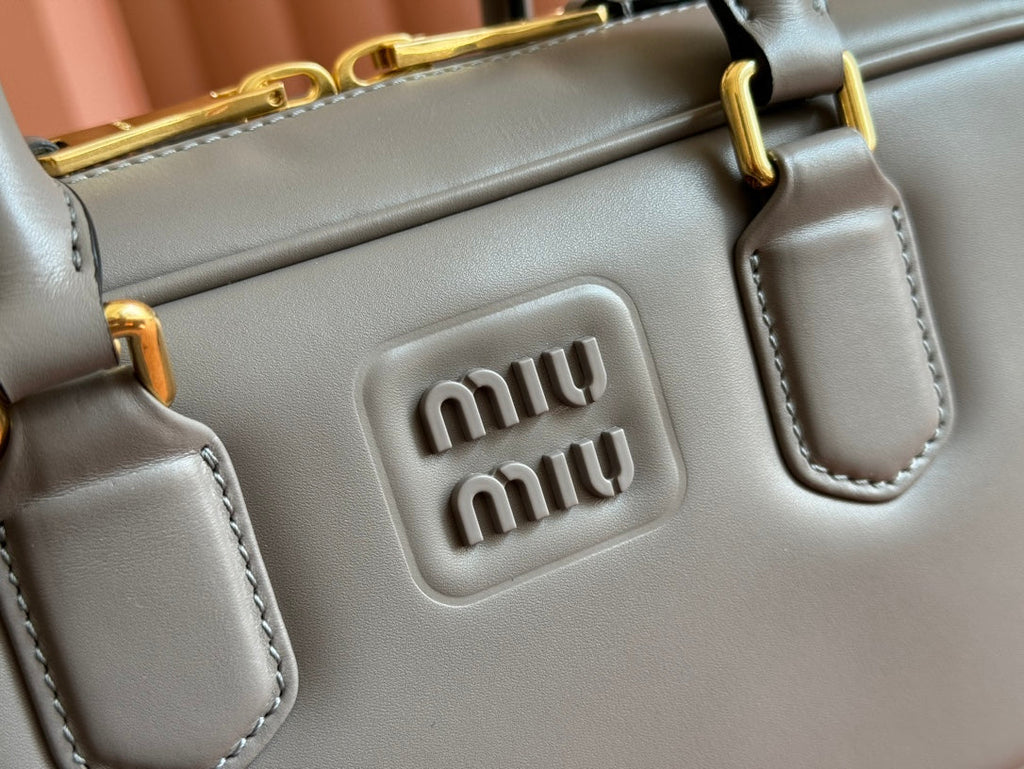MIU MIU ARCADIE BAG 27 IN DARK GREY SHINY CALFSKIN