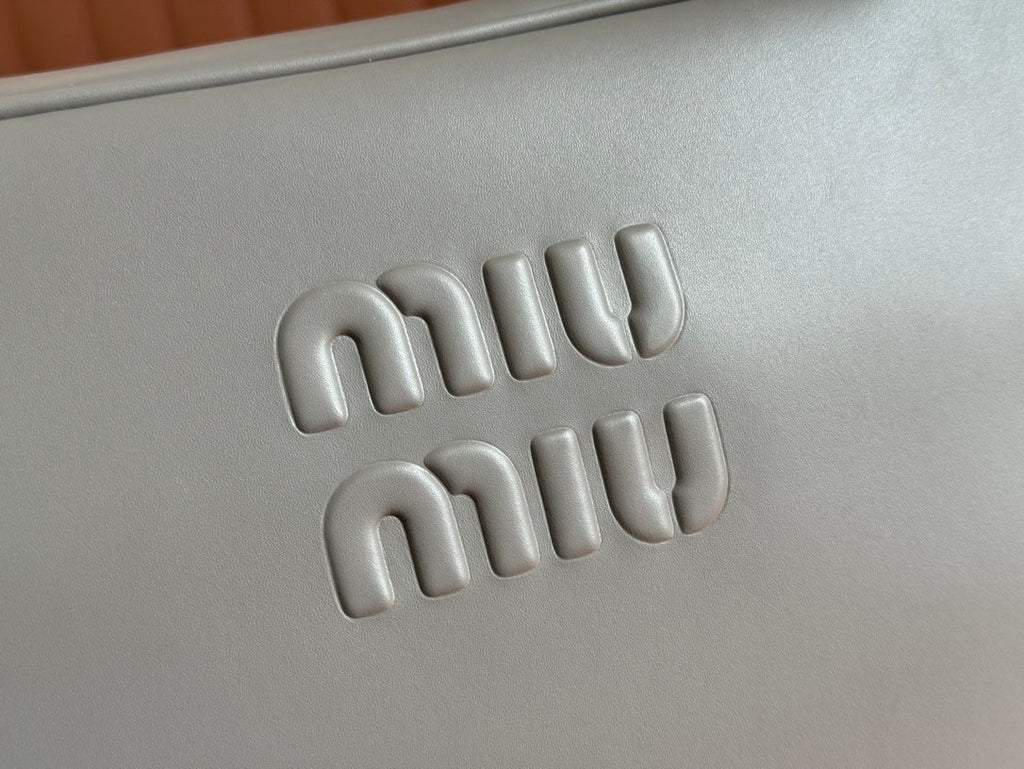 MIU MIU BEAU TOP HANDLE BAG 34 IN DARK GREY SMOOTH CALFSKIN