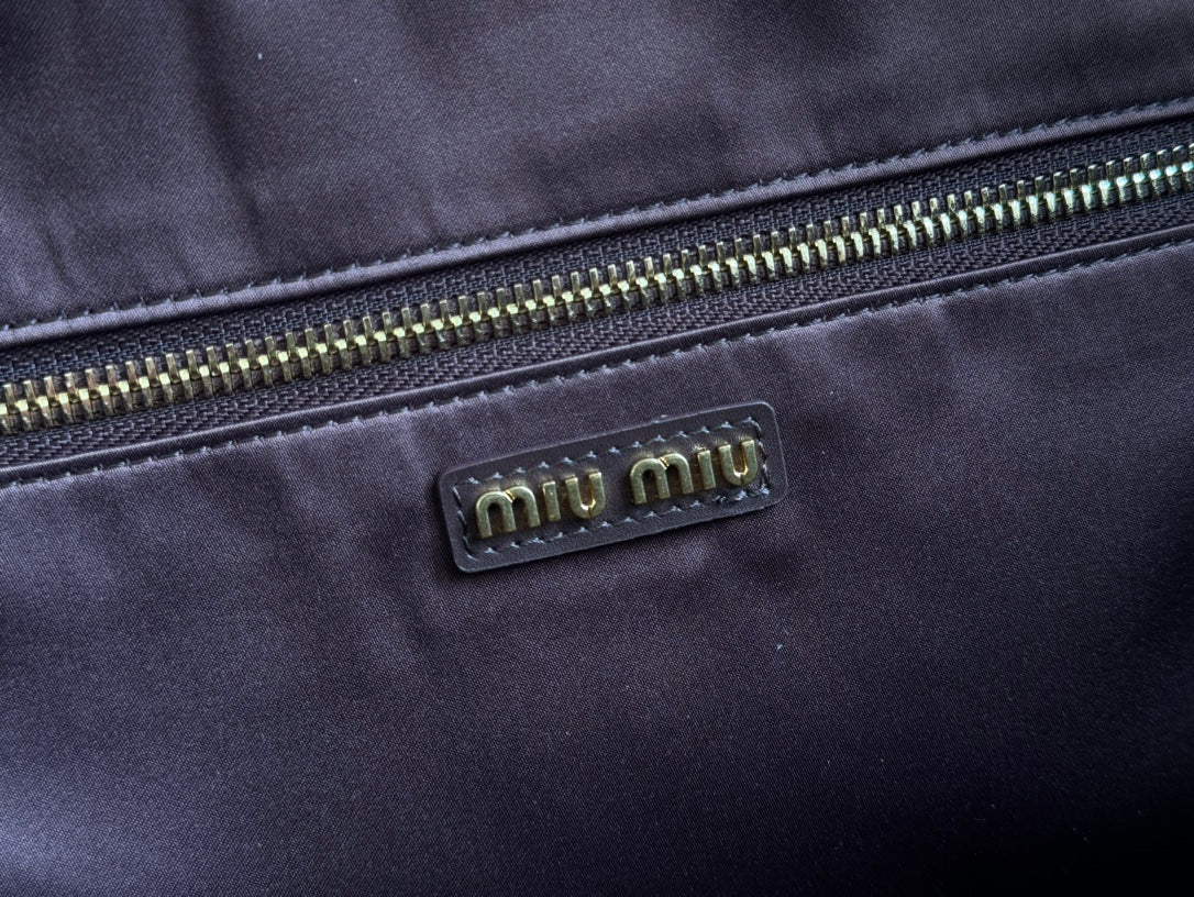 MIU MIU BEAU TOP HANDLE BAG 34 IN CEDAR BROWN SMOOTH CALFSKIN