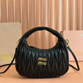 MIU MIU WANDER MATELASSÉ HANDBAG 23 IN BLACK LAMBSKIN