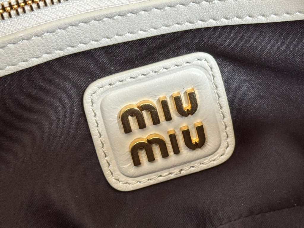 MIU MIU BOWLING BAG 22 IN WHITE LAMBSKIN