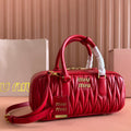MIU MIU ARCADIE MATELASSÉ BAG 27 IN CERISE RED CALFSKIN GOLD HARDWARE