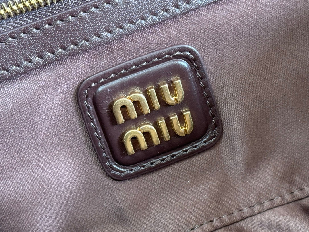 MIU MIU ARCADIE MATELASSÉ BAG 22 IN CONGO BROWN CALFSKIN GOLD HARDWARE