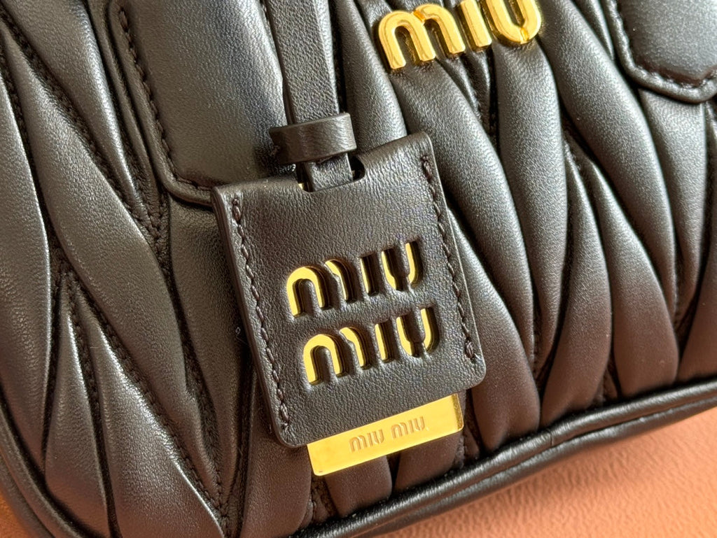 MIU MIU ARCADIE MATELASSÉ BAG 19 IN BLACK LAMBSKIN GOLD HARDWARE