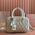 MIU MIU ARCADIE MATELASSÉ BAG 24 IN WHITE LAMBSKIN GOLD HARDWARE