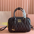 MIU MIU ARCADIE MATELASSÉ BAG 24 IN CHESTNUT BROWN LAMBSKIN GOLD HARDWARE