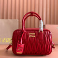 MIU MIU ARCADIE MATELASSÉ BAG 24 IN CERISE RED CALFSKIN GOLD HARDWARE