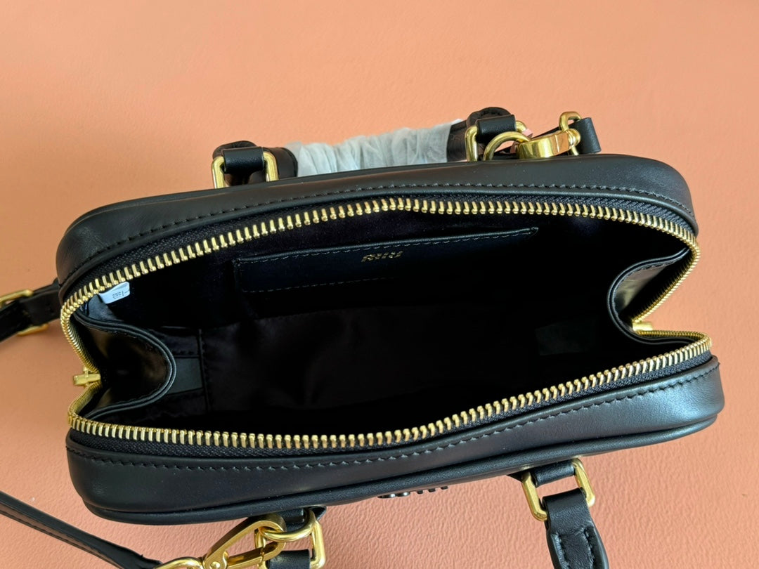 MIU MIU ARCADIE BAG 19 IN BLACK SHINY CALFSKIN