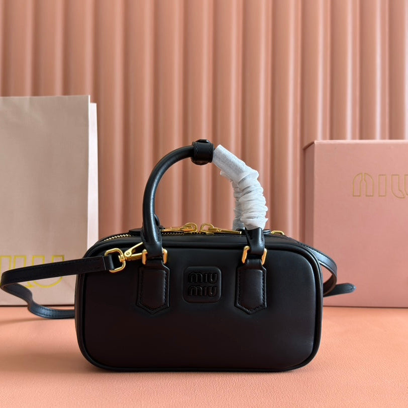 MIU MIU ARCADIE BAG 19 IN BLACK SHINY CALFSKIN