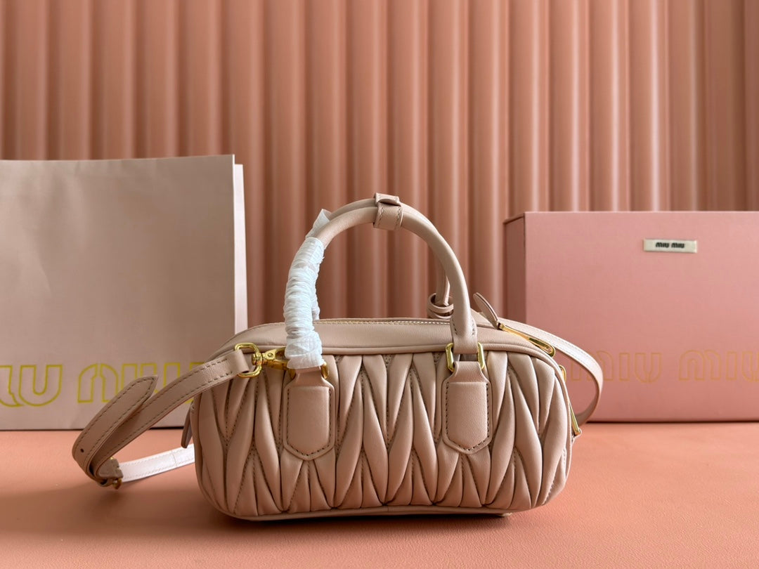 MIU MIU ARCADIE MATELASSÉ BAG 22 IN MISCHKA BEIGE LAMBSKIN
