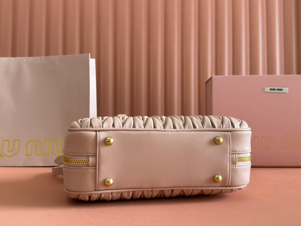 MIU MIU ARCADIE MATELASSÉ BAG 27 IN MISCHKA BEIGE LAMBSKIN