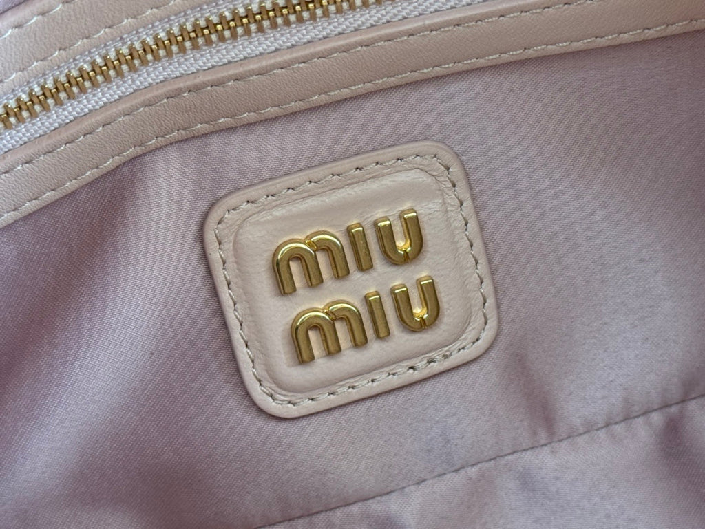 MIU MIU ARCADIE MATELASSÉ BAG 27 IN MISCHKA BEIGE LAMBSKIN