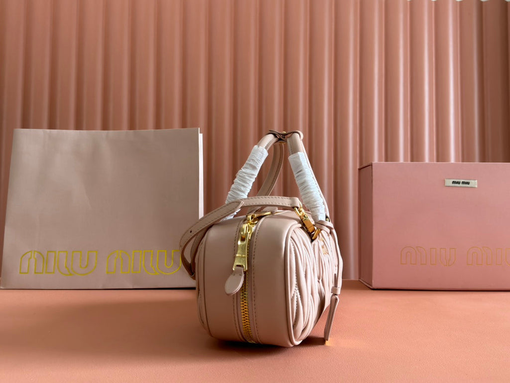 MIU MIU ARCADIE MATELASSÉ BAG 27 IN MISCHKA BEIGE LAMBSKIN