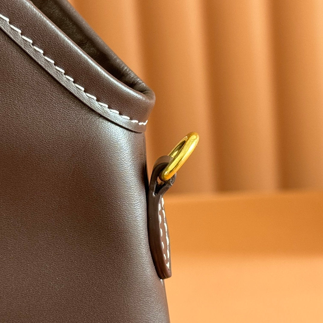 MIU MIU IVY SMALL TOTE BAG 24 IN BRIARWOOD BROWN CALFSKIN