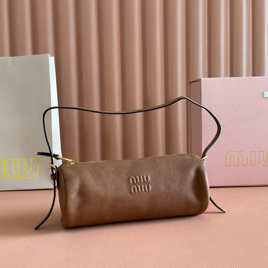 MIU MIU NAPPA POUCH 22 IN BRIARWOOD CALFSKIN