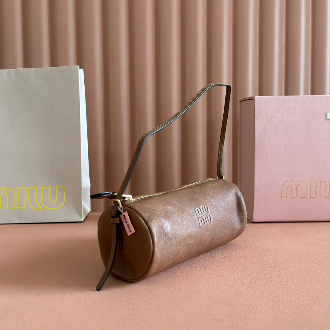 MIU MIU NAPPA POUCH 22 IN BRIARWOOD CALFSKIN
