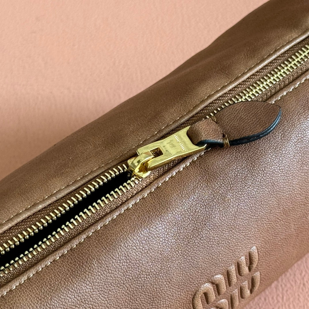 MIU MIU NAPPA POUCH 22 IN BRIARWOOD CALFSKIN