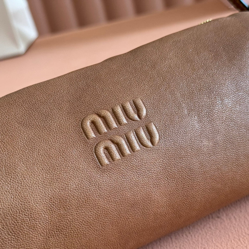 MIU MIU NAPPA POUCH 22 IN BRIARWOOD CALFSKIN