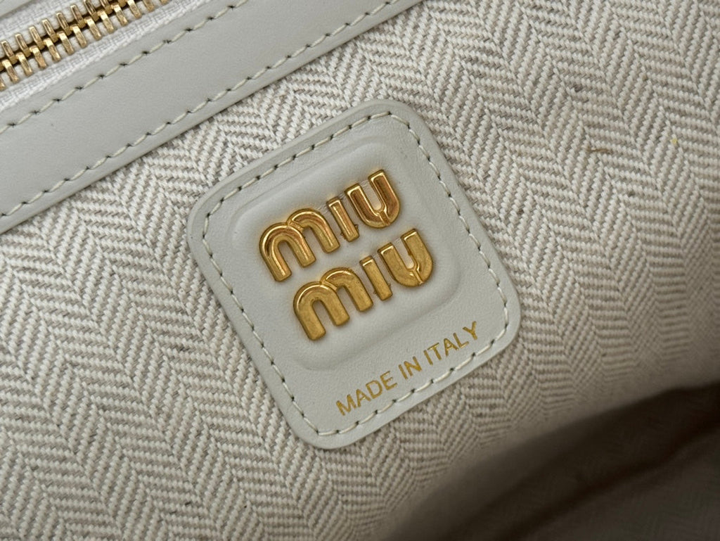 MIU MIU IVY TOTE BAG 60 IN CHALK WHITE PATCHWORK CALFSKIN