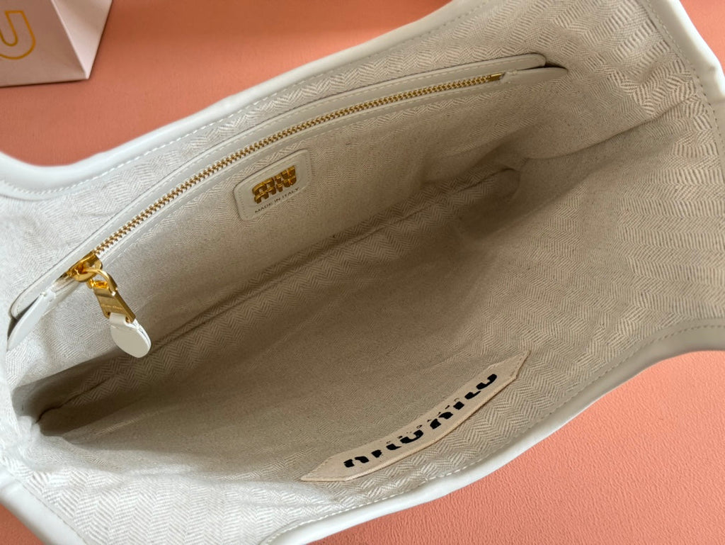 MIU MIU IVY TOTE BAG 60 IN CHALK WHITE PATCHWORK CALFSKIN