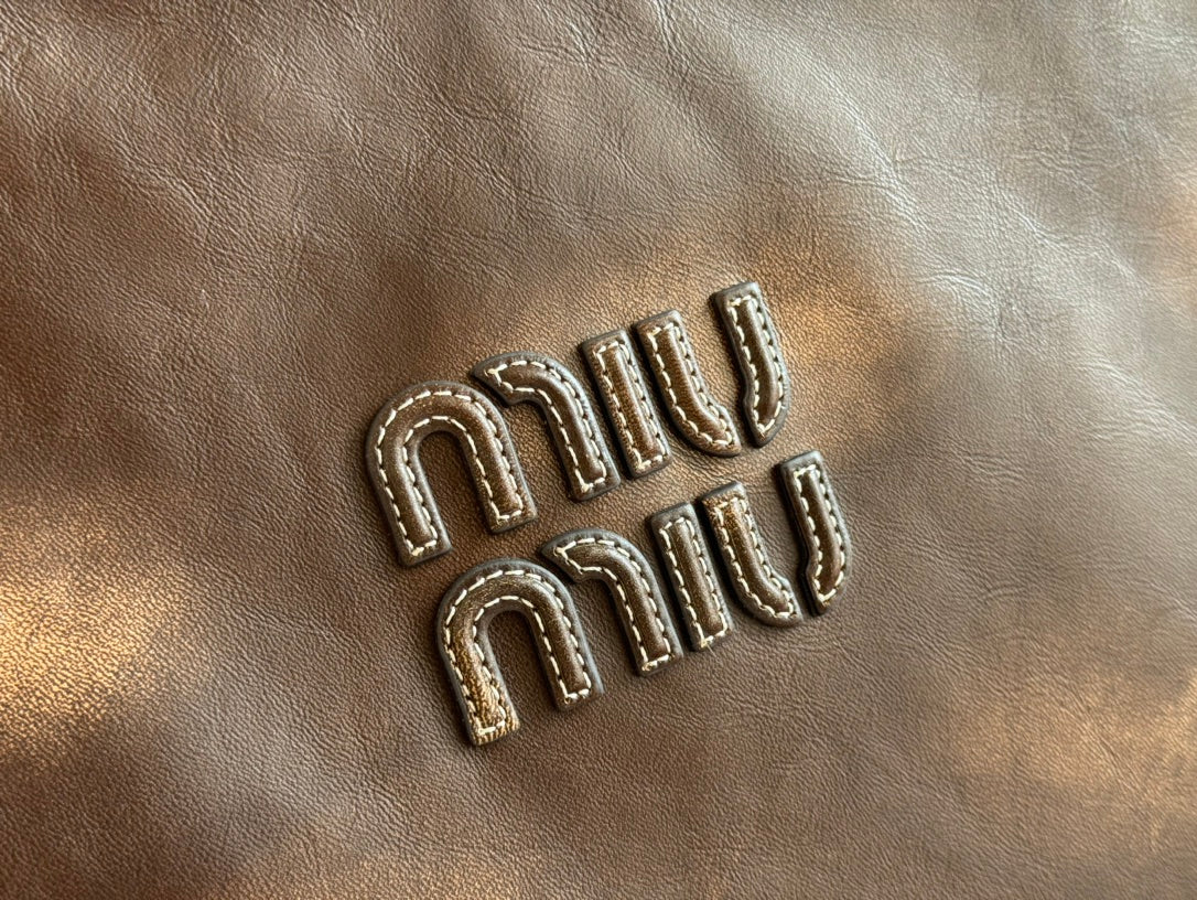 MIU MIU IVY TOTE BAG 60 IN BROWN OMBRE CALFSKIN