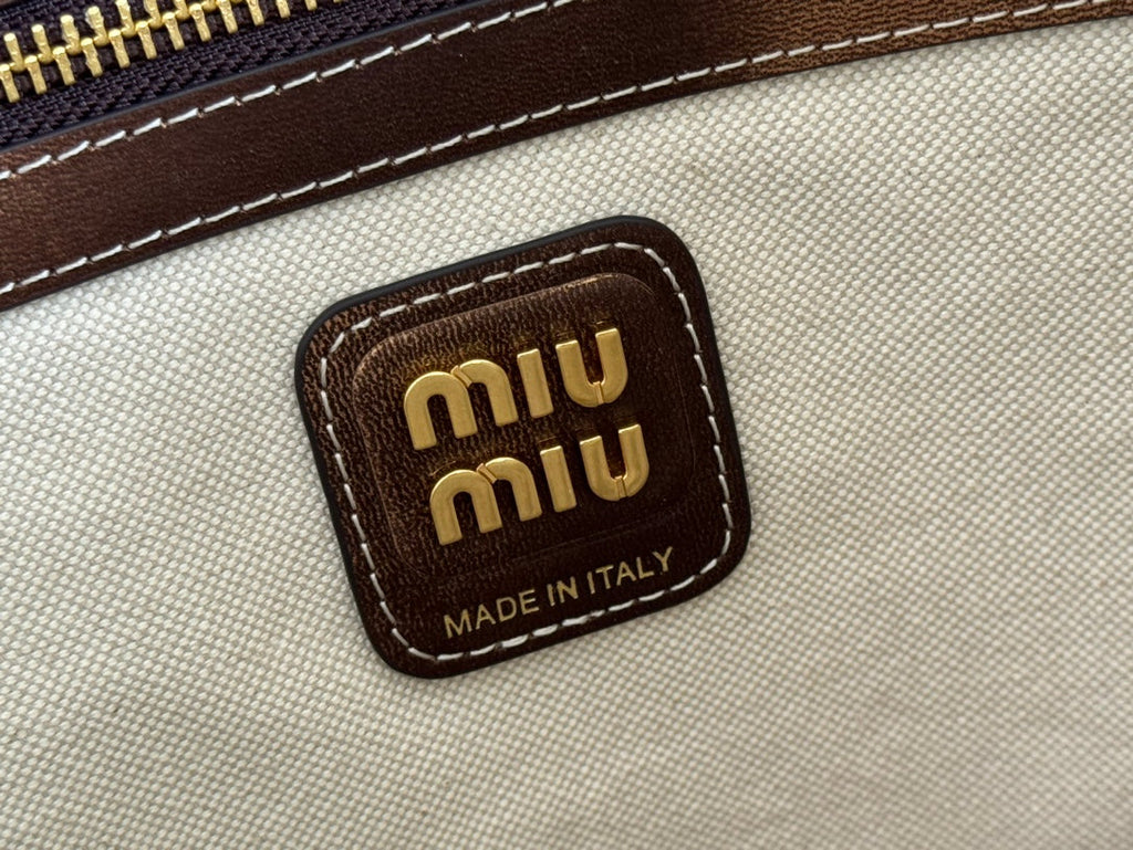 MIU MIU IVY TOTE BAG 60 IN BROWN OMBRE CALFSKIN