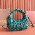 MIU MIU WANDER MATELASSÉ HANDBAG 23 IN LAGOON BLUE LAMBSKIN