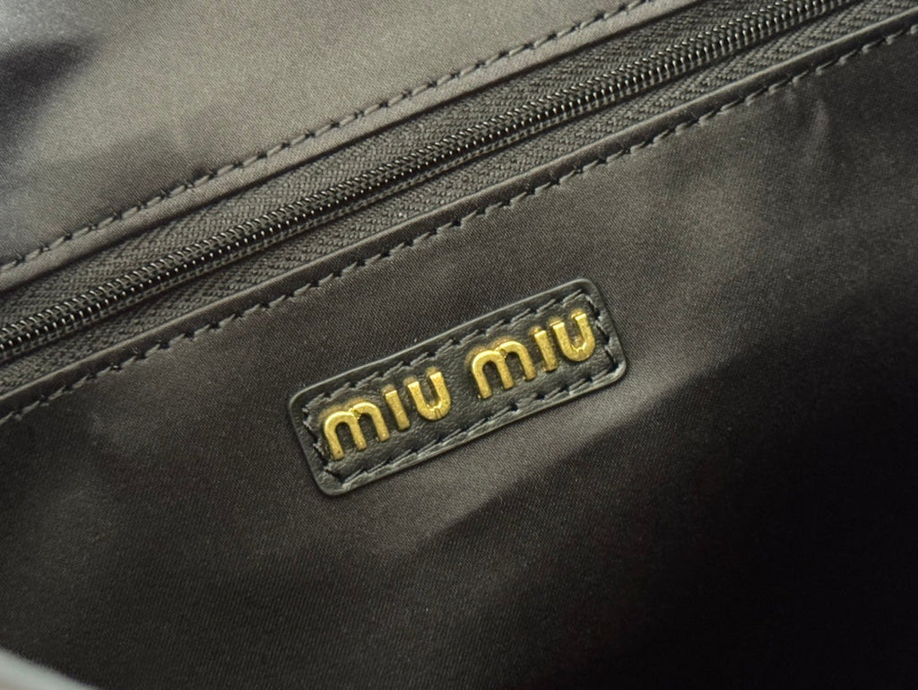 MIU MIU LARGE HOBO TOTE BAG 60 IN BLACK CALFSKIN