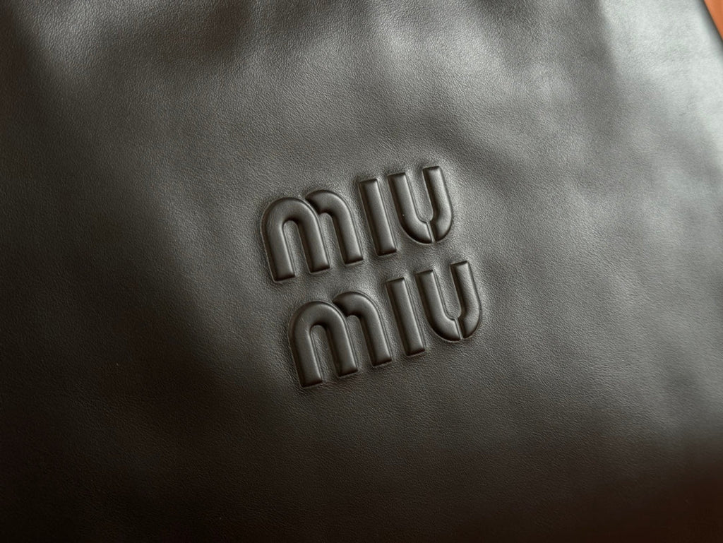 MIU MIU LARGE HOBO TOTE BAG 46 IN BLACK CALFSKIN