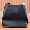 MIU MIU LARGE HOBO TOTE BAG 46 IN BLACK CALFSKIN