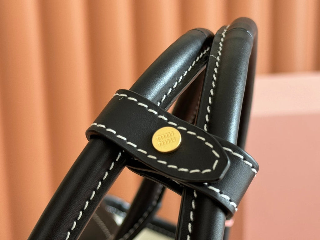 MIU MIU LARGE HOBO 28 TOTE IN BLACK CALFSKIN