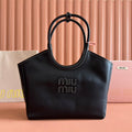 MIU MIU LARGE HOBO 28 TOTE IN BLACK CALFSKIN