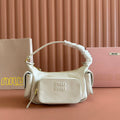MIU MIU POCKET HANDBAG 21 IN WHITE CALFSKIN