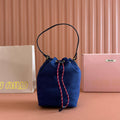 MIU MIU GABADINE POUCH 22.5 IN INDIGO RED CANVAS AMARANTH DRAWSTRING